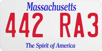 MA license plate 442RA3