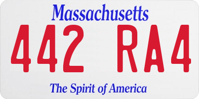MA license plate 442RA4