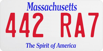 MA license plate 442RA7