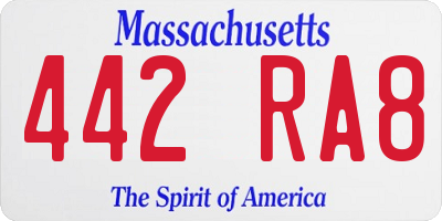 MA license plate 442RA8