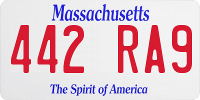 MA license plate 442RA9
