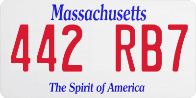 MA license plate 442RB7