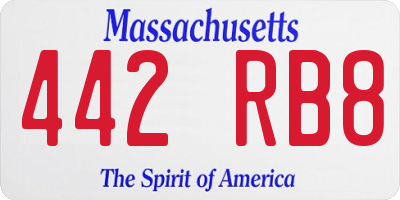MA license plate 442RB8