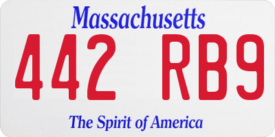 MA license plate 442RB9