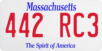 MA license plate 442RC3