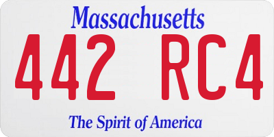MA license plate 442RC4