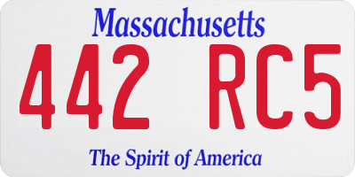 MA license plate 442RC5