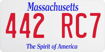 MA license plate 442RC7