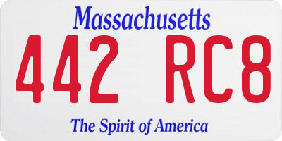 MA license plate 442RC8