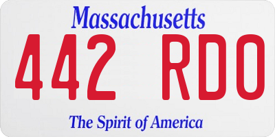 MA license plate 442RD0