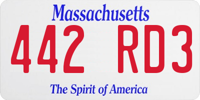MA license plate 442RD3