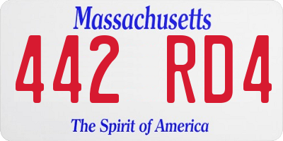 MA license plate 442RD4