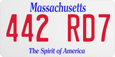 MA license plate 442RD7