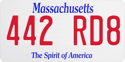 MA license plate 442RD8
