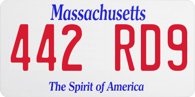MA license plate 442RD9