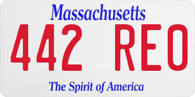 MA license plate 442RE0