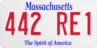 MA license plate 442RE1