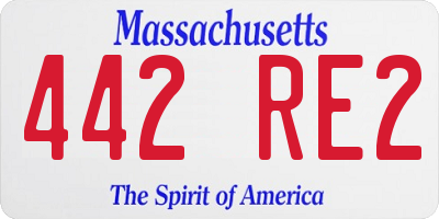 MA license plate 442RE2