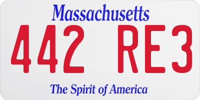 MA license plate 442RE3