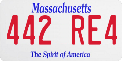 MA license plate 442RE4
