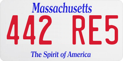 MA license plate 442RE5