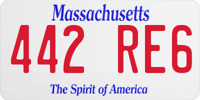 MA license plate 442RE6