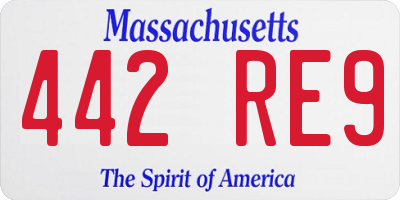 MA license plate 442RE9