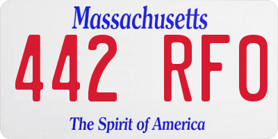 MA license plate 442RF0