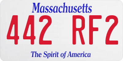 MA license plate 442RF2