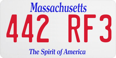 MA license plate 442RF3
