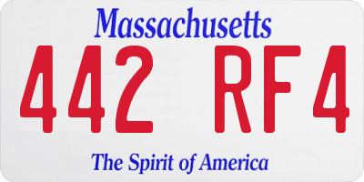 MA license plate 442RF4