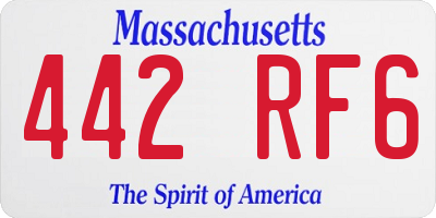 MA license plate 442RF6