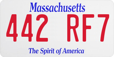 MA license plate 442RF7