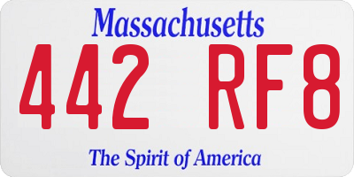 MA license plate 442RF8