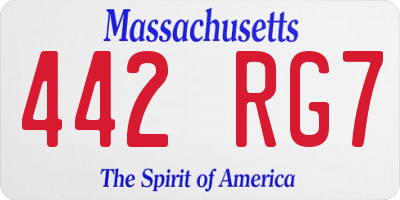 MA license plate 442RG7