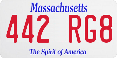 MA license plate 442RG8