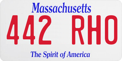 MA license plate 442RH0