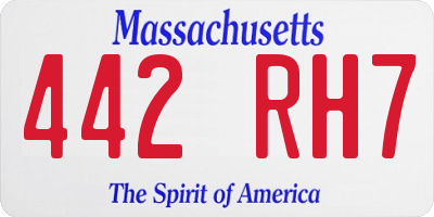 MA license plate 442RH7