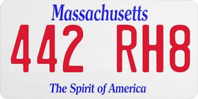 MA license plate 442RH8