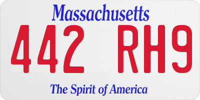 MA license plate 442RH9