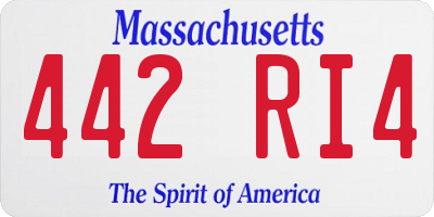 MA license plate 442RI4