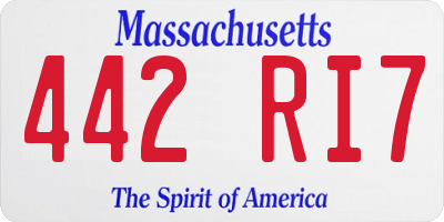 MA license plate 442RI7