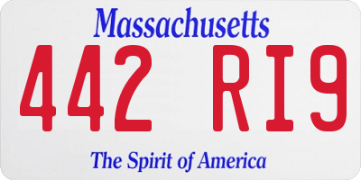 MA license plate 442RI9