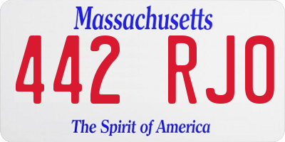 MA license plate 442RJ0