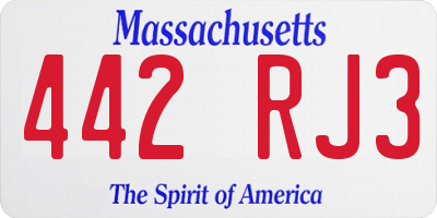 MA license plate 442RJ3