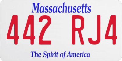 MA license plate 442RJ4