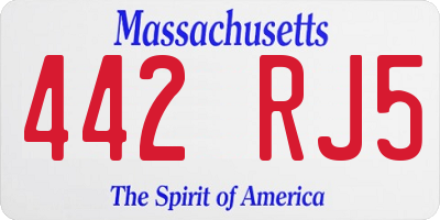 MA license plate 442RJ5