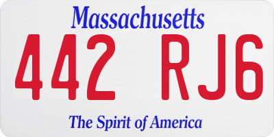 MA license plate 442RJ6