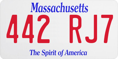 MA license plate 442RJ7