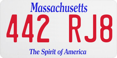 MA license plate 442RJ8